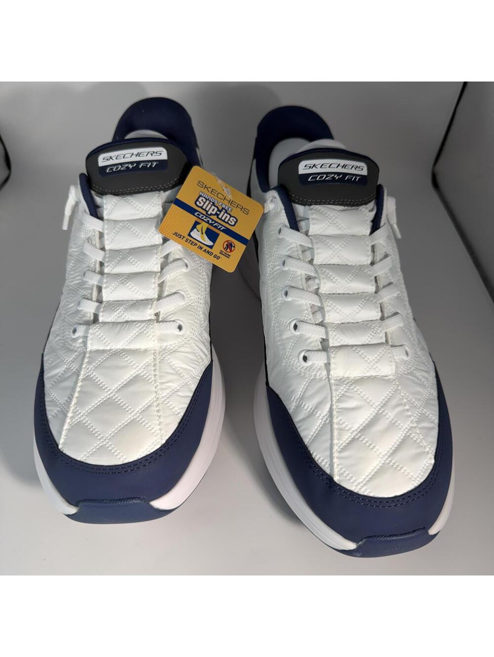 Skechers Slip-Ins Contour Foam Cozy Fit White Navy 232619 WNV Men's Size 13 New